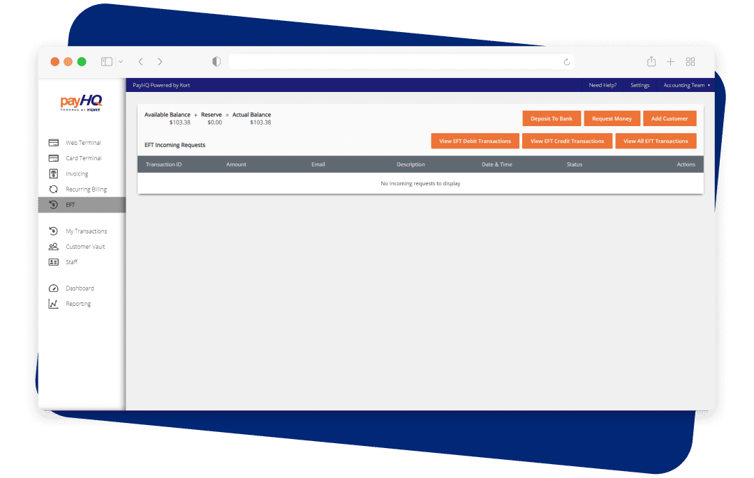 credit card processing products - EFT